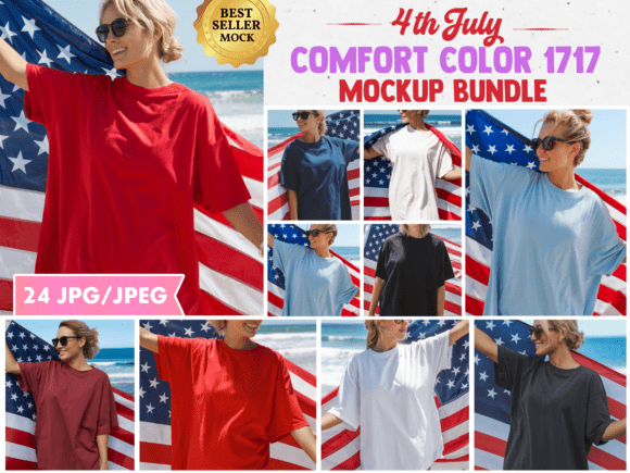 4th July Comfort Color 1717 Mockups: Realistic Product Showcase