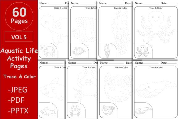 Aquatic Animals Activity: Trace & Color for Creative Learning