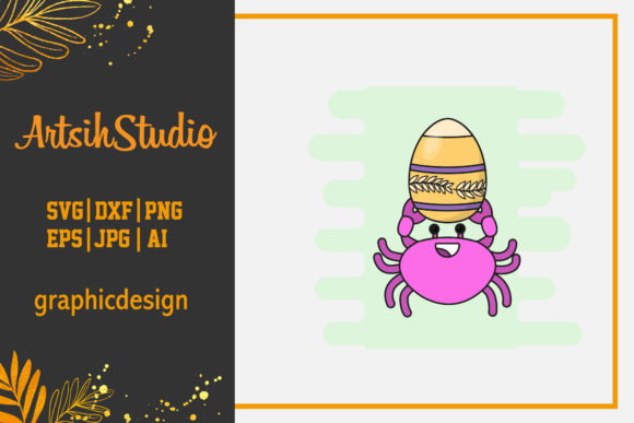 Easter Cute - Icon Crab Color Outline: A Fresh Design Asset