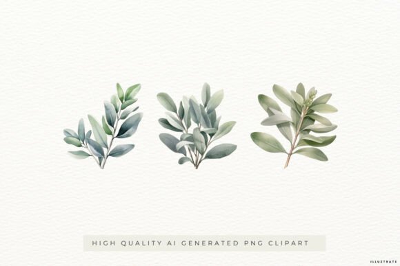 Elevate Your Brand with Watercolour Greenery Leaves PNG Clipart
