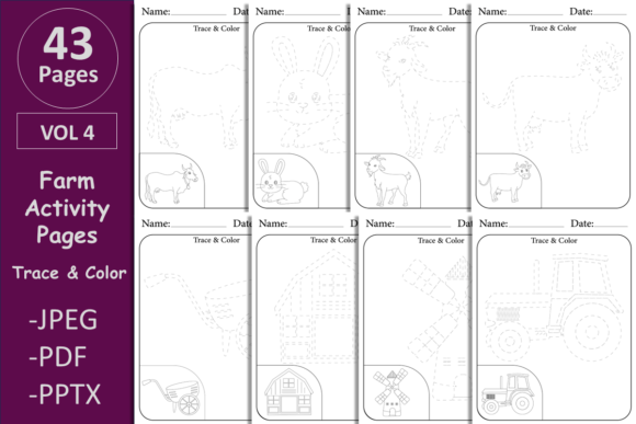Farm Animals Activities: Trace & Color for Classroom Fun