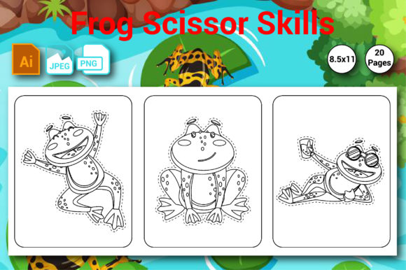 Frog Scissor Skills Color Page: A Creative Asset for Early Learners