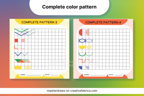 Kids Activity Tracing Color Pattern 3-4: Creative Design Asset