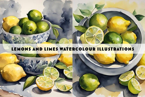 Lemons and Limes Watercolour Duo: Fresh Digital Art for Your Projects