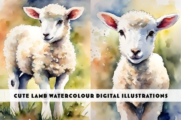 Little Lamb Watercolour Duo: Soft, Artistic Charm for Your Projects
