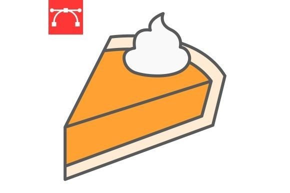 Pumpkin Pie Color Line Icon: A Design Asset for Autumn