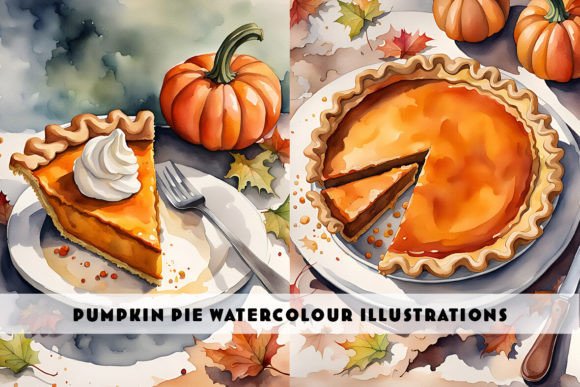 Pumpkin Pie Watercolour Duo: A Seasonal Design Asset