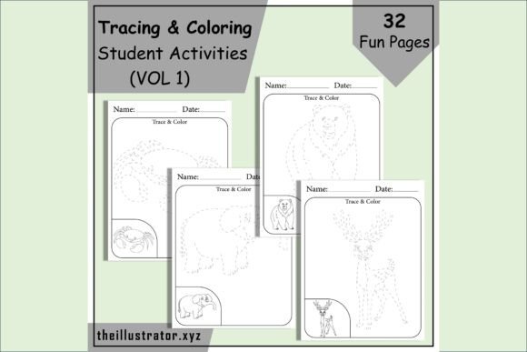 Student Activities: Trace & Color Animal for Skill Building
