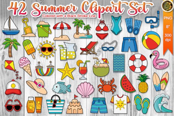 Summer Clipart Color with Outline Stroke: Your Essential Design Toolkit