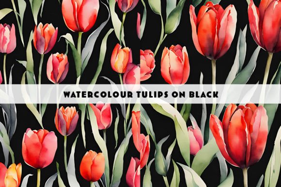 Tulips on a Black Background Watercolour: A Design Asset Review