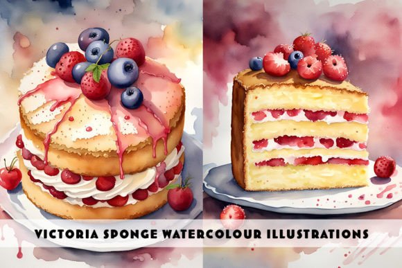 Victoria Sponge Cake Watercolour Duo: A Digital Artist's Delight