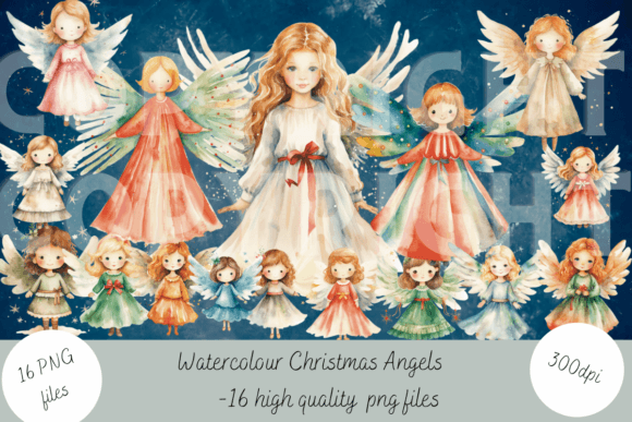 Watercolour Angels Set 3: Your Christmas Design Toolkit