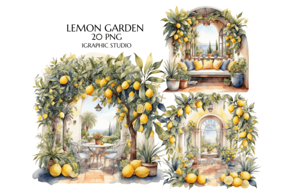 Watercolour Cozy Lemon Garden: A Mediterranean Escape for Your Designs