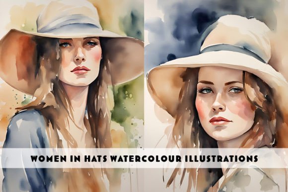 Woman in Hat Watercolour Duo: A Designer's Essential Asset